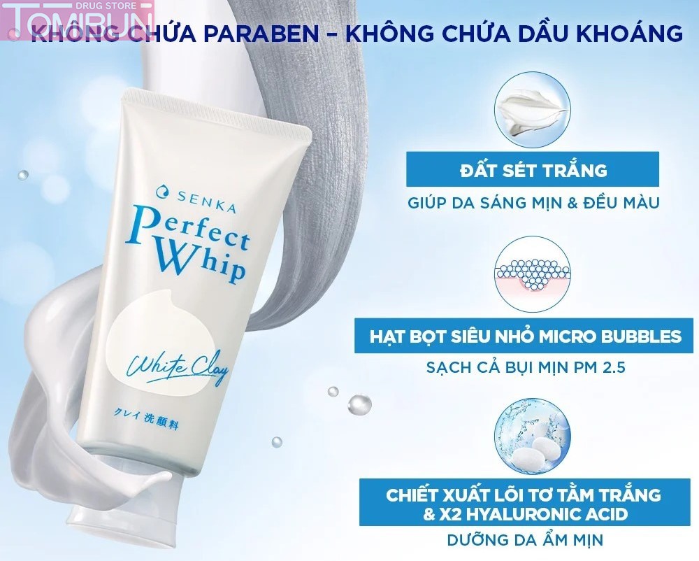 SỮA RỬA MẶT SENKA ĐẤT SÉT TRẮNG LÀM ĐỀU MÀU DA PERFECT WHITE CLAY 120g